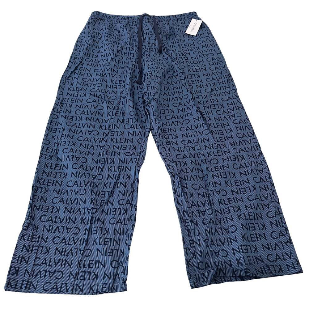 CALVIN KLEIN Mens NWT All-Over Logo Print Cotton Pajama Lounge Pants Blue XL